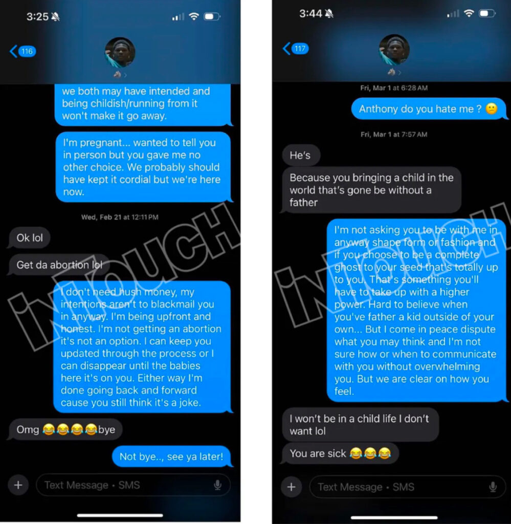 Anthony Edwards' Alleged Texts To Ayesha Howard About Pregnancy Anthony Edwards' Alleged Texts To Ayesha Howard About Pregnancy