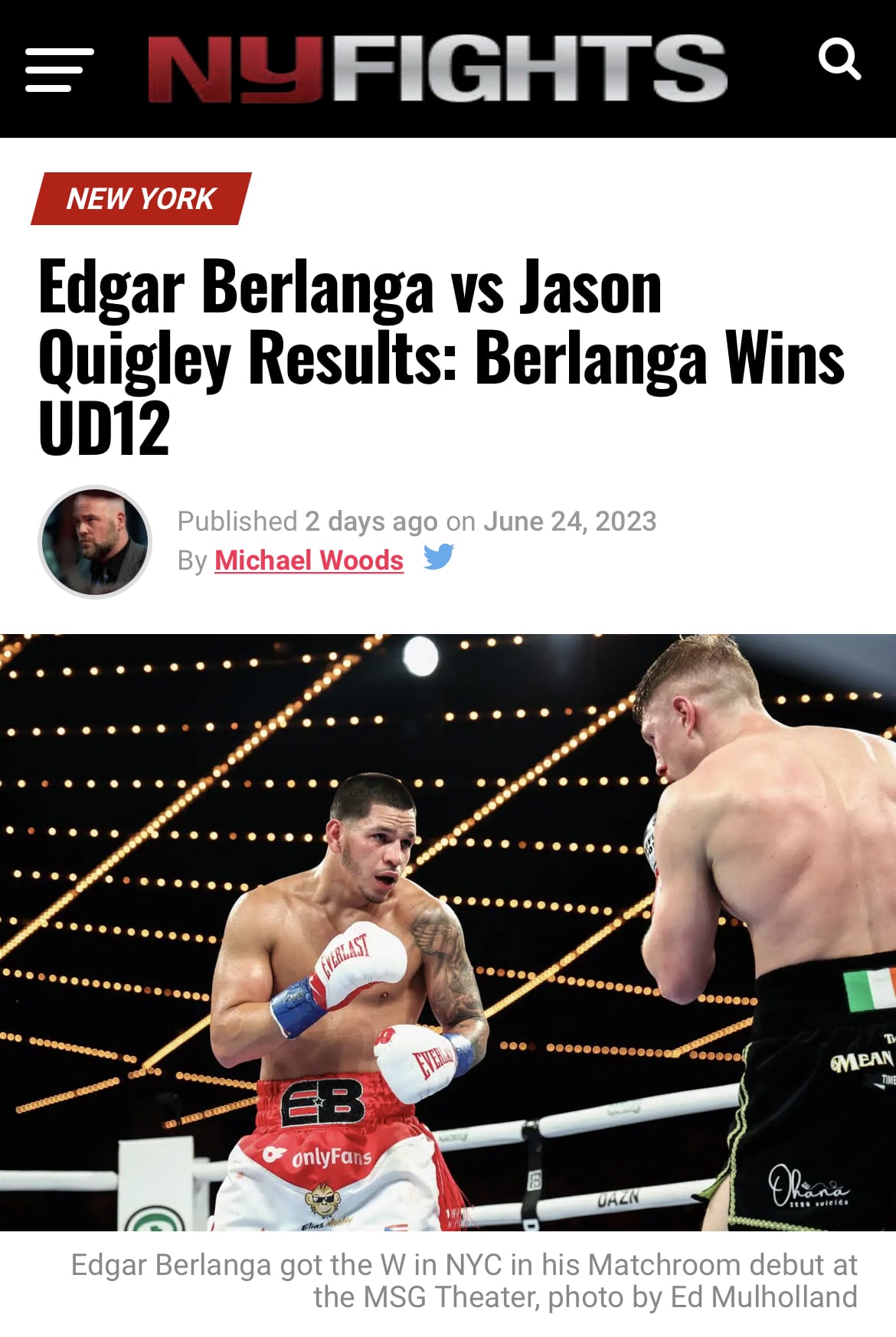 Knockout Win For Berlanga Despite Unwillingness To Fight Knockout Win For Berlanga Despite Unwillingness To Fight