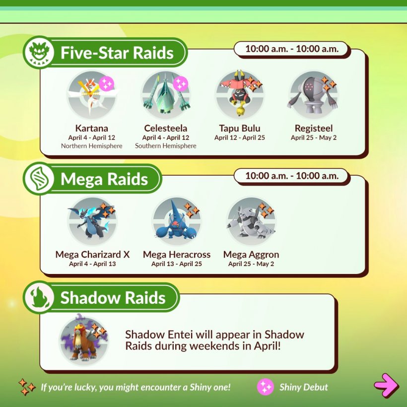 Pokémon GO Raids: April 2025 Boss Lineup Pokémon GO Raids: April 2025 Boss Lineup