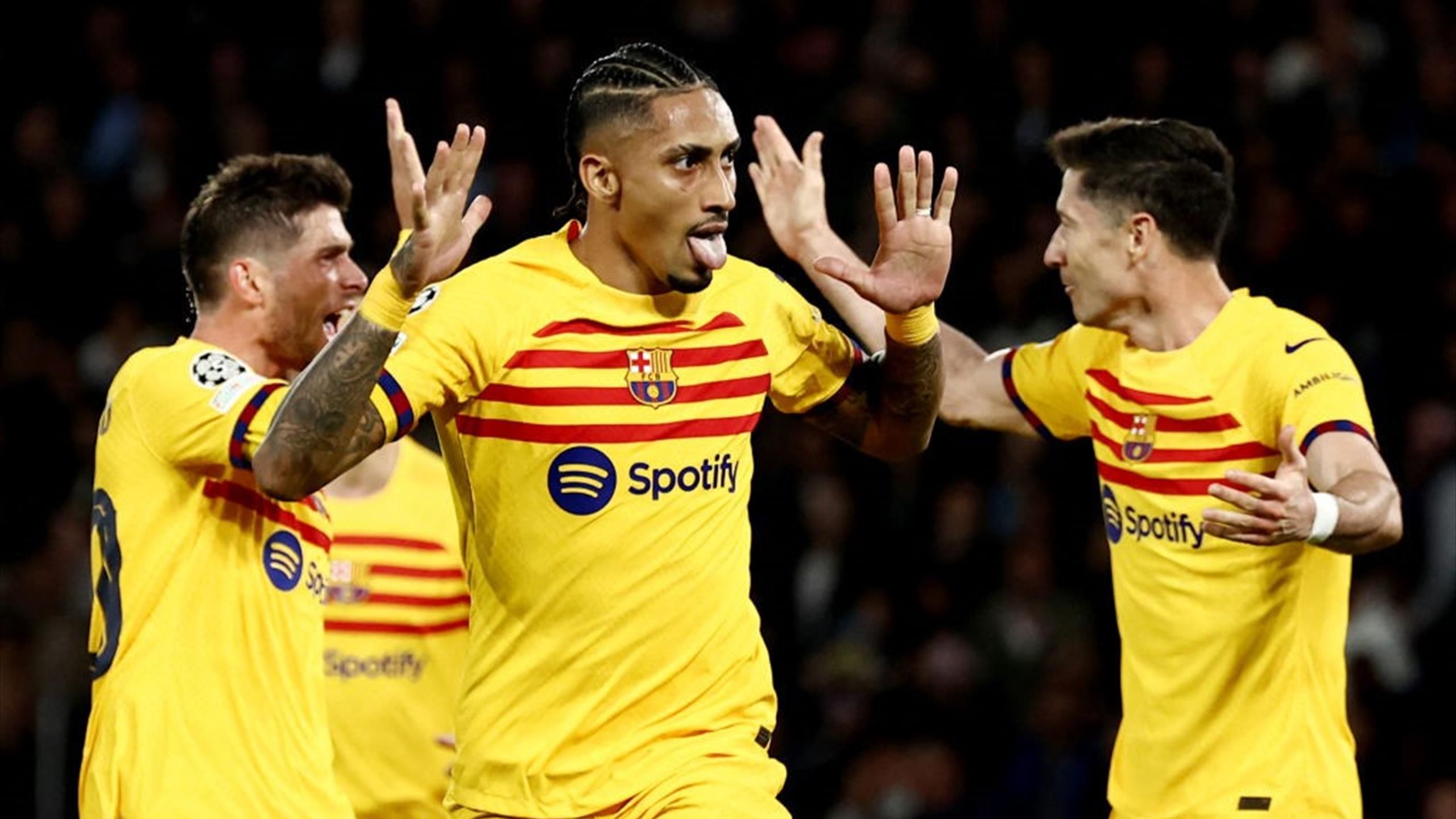 Raphinha's Fire Power Sends Barcelona Into Champions League Quarter-Finals Raphinha's Fire Power Sends Barcelona Into Champions League Quarter-Finals