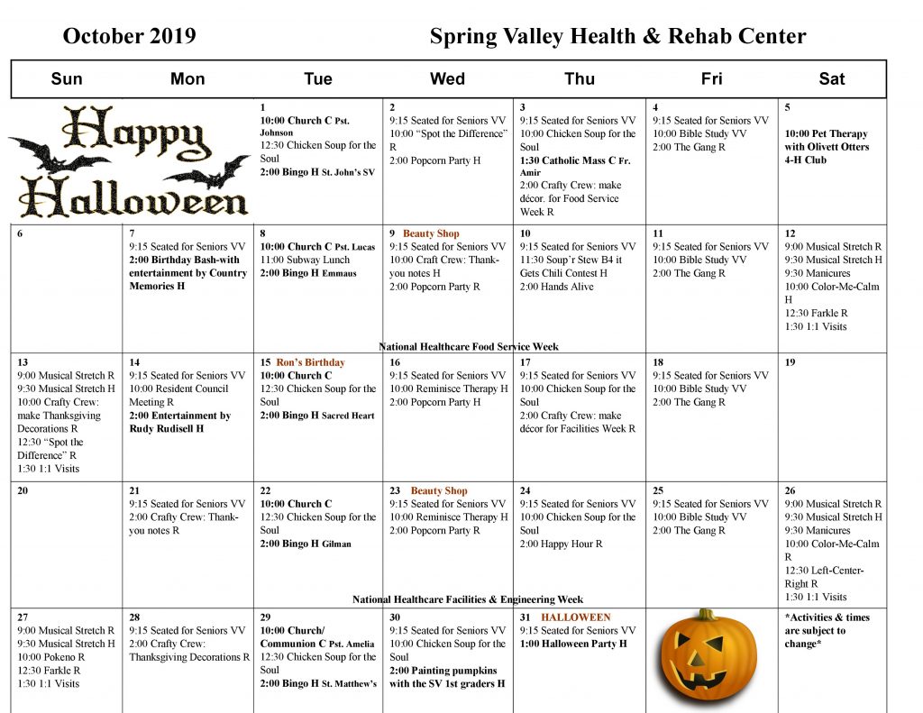 Senior Calendar: Trips, Activities & Events Senior Calendar: Trips, Activities & Events