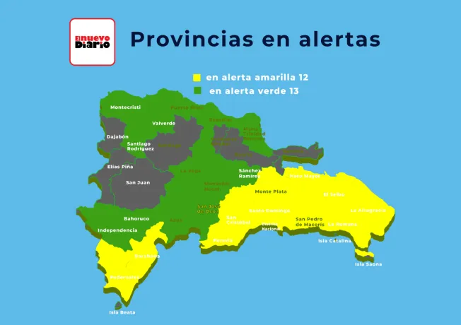 Sistema De Alertas Del COE: 9 Provincias Amarillas, 5 Verdes Sistema De Alertas Del COE: 9 Provincias Amarillas, 5 Verdes