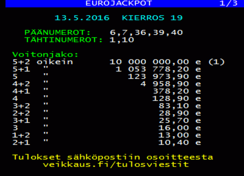 Tarkista Eurojackpot-voitot: Ilta-Sanomien Numerot Tarkista Eurojackpot-voitot: Ilta-Sanomien Numerot