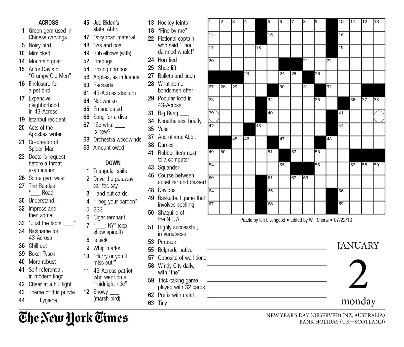 Today's NYT Mini Crossword Solutions (March 22)