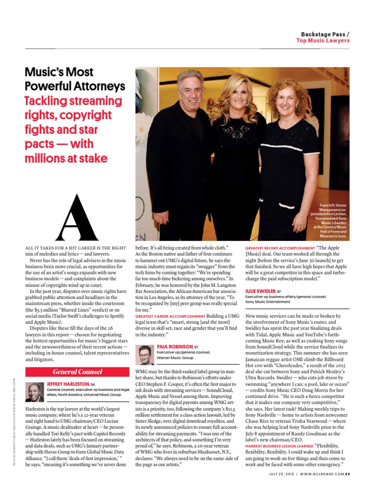 Top Music Lawyers 2025: A Billboard Perspective On Industry Leaders Top Music Lawyers 2025: A Billboard Perspective On Industry Leaders