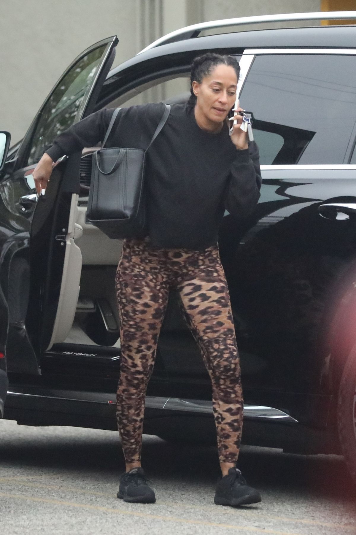 Tracee Ellis Ross: Black Liquid Leather Dress Makeover In NYC Tracee Ellis Ross: Black Liquid Leather Dress Makeover In NYC